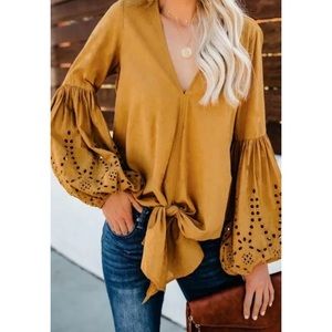 Bell Sleeve Knot Blouse